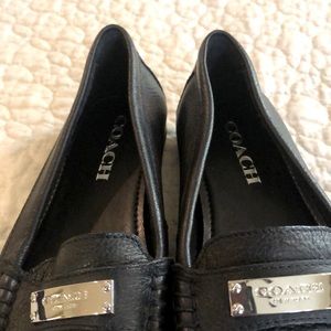 Coach Black leather flats with silver coach tag